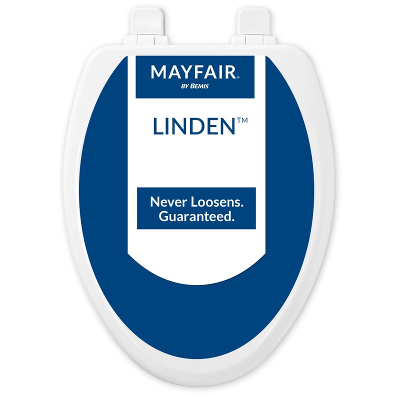 Mayfair Linden Slow Close Toilet Seat, Non Slip Heavy Duty Wood, Easy Install, Elongated, White - Image 1
